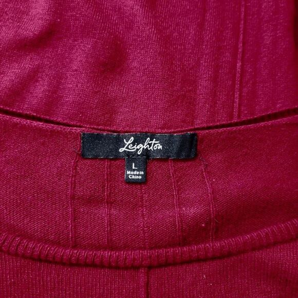Leighton Burgundy Sweater Oversized Baggy Side Slits Scoop Neck Soft Size Large - Picture 3 of 11